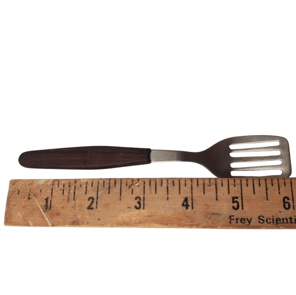MCM Mini Stainless Steel Slotted Spatula with Wooden Handle. Made In Denmark. - Picture 5 of 6